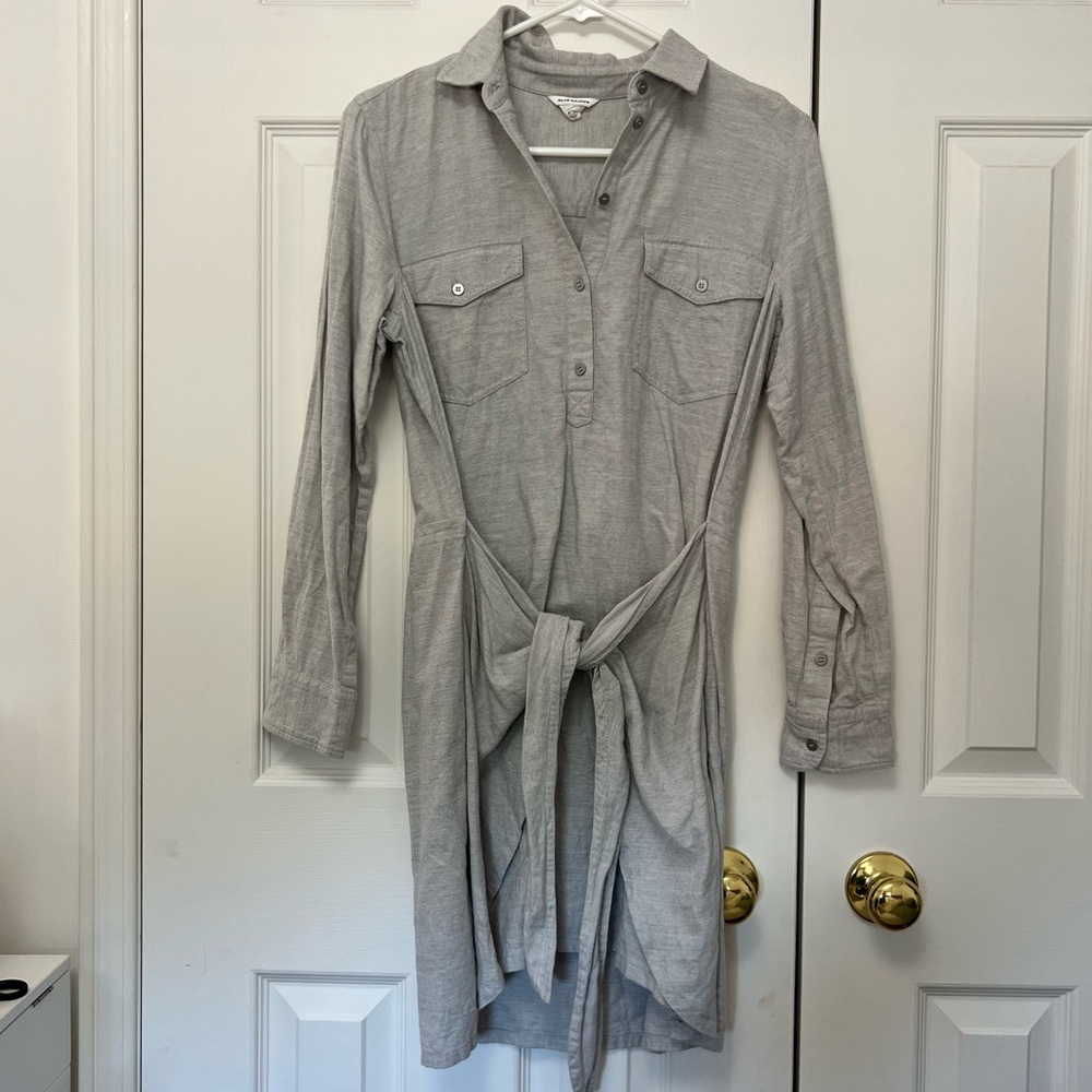 Club Monaco (4) Grey Ladore Tie Waist Business Casual Long Sleeve Shirt Dress